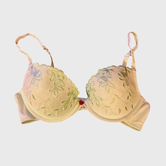 Sweet Nothings 34B Green Bra Padding Underwire Hook Flower Floral Adjustable - Picture 1 of 5